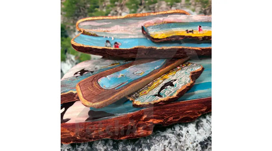 A Collection of Driftwood with Acrylic Painting from the Sunshine Coast BC